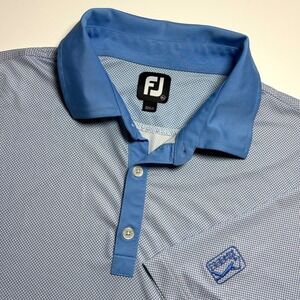 FootJoy FJ TPC Performance Golf Polo  Mens XL Blue Gingham Check Short Sleeve